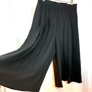 ANN TAYLOR Black Pleated Wide Leg Gaucho Cropped Pant